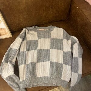 Philosophy Gray and White Checkered Crewneck Sweater